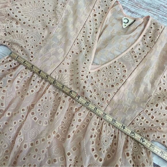 Anthropologie Akemi & Kin Brooke Eyelet Babydoll Oversized Dress Pink Size 2 - Picture 6 of 10